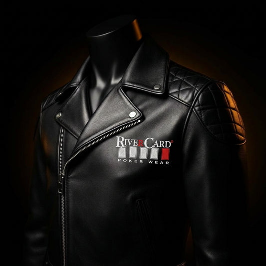 RiverCard Italian Lambskin Moto Jacket with embroidered logo
